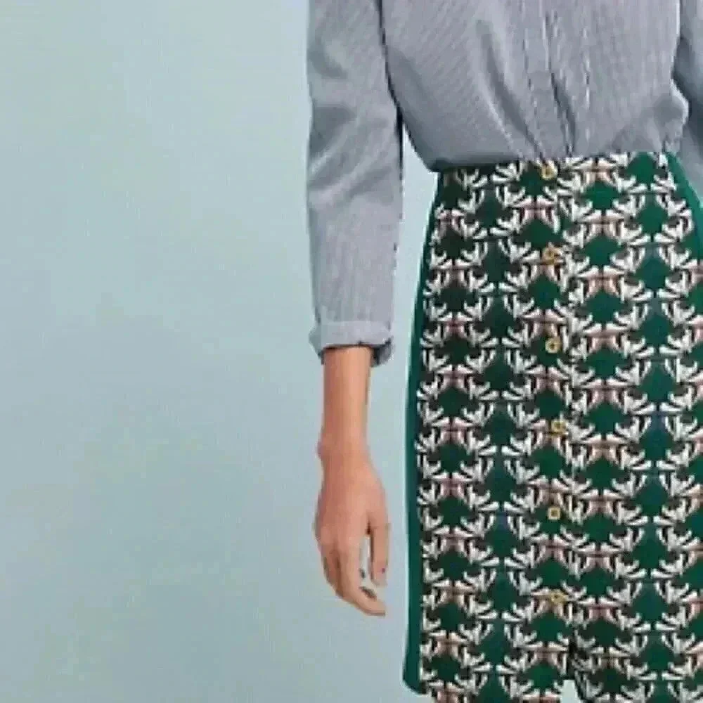 Anthropologie Embroidered Pencil Skirt